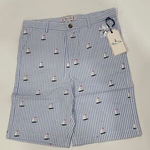 NEW Classic Prep Hudson Striped Sailboat Embroidered Shorts